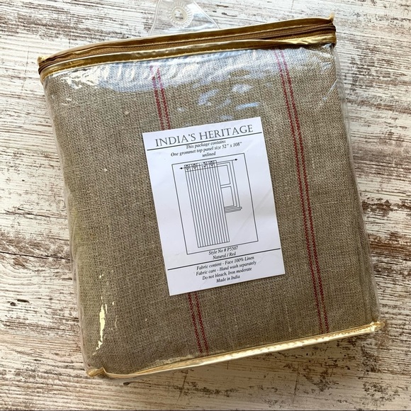 RED BARREL STUDIO McKellar Striped Red Taupe Curtain Panel 52 x 108 NEW NIP - Picture 2 of 4